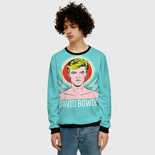 Мужской свитшот David Bowie: pop-art / 3D-Черный – фото 3