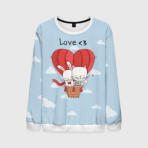 Мужской свитшот Влюбленные на шаре / 3D-Белый – фото 1