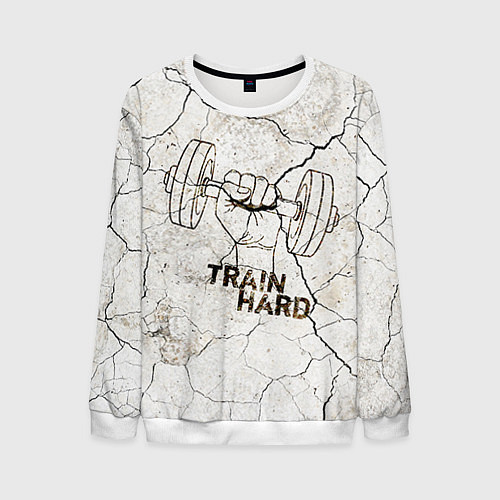 Мужской свитшот Train hard / 3D-Белый – фото 1