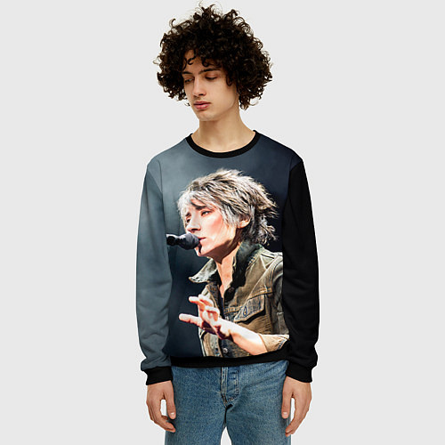 Мужской свитшот Земфира поет / 3D-Черный – фото 3