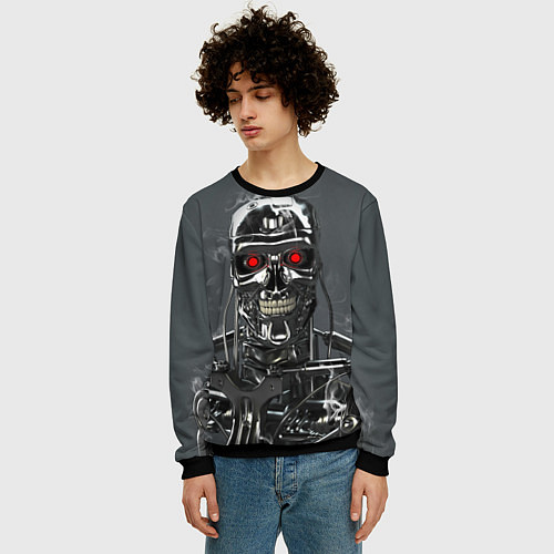Мужской свитшот Скелет Терминатора / 3D-Черный – фото 3
