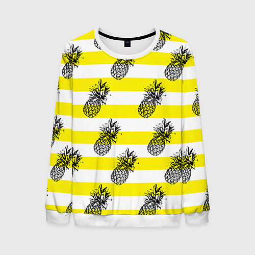 Мужской свитшот Ананасы 24 / 3D-Белый – фото 1
