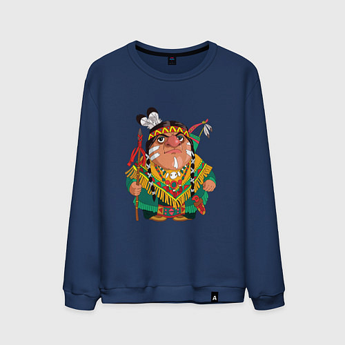 Мужской свитшот Забавные Индейцы 10 / Тёмно-синий – фото 1