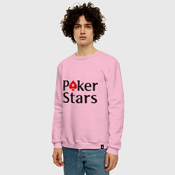 Свитшот хлопковый мужской Poker Stars, цвет: светло-розовый — фото 2