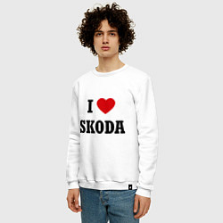 Свитшот хлопковый мужской I love Skoda, цвет: белый — фото 2