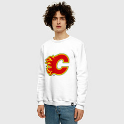 Свитшот хлопковый мужской Calgary Flames, цвет: белый — фото 2
