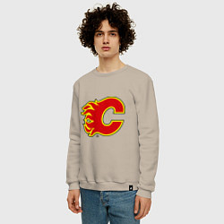 Свитшот хлопковый мужской Calgary Flames, цвет: миндальный — фото 2