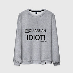 Свитшот хлопковый мужской You are an idiot!, цвет: меланж