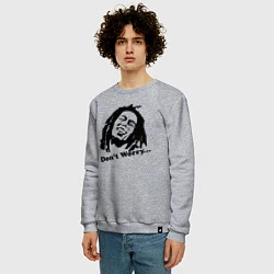 Свитшот хлопковый мужской Bob Marley: Don't worry, цвет: меланж — фото 2