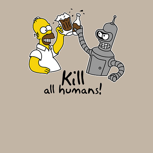 Мужской свитшот Kill all humans / Миндальный – фото 3