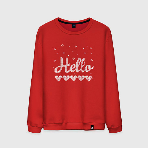 Мужской свитшот Hello. Hearts. Knitting / Красный – фото 1