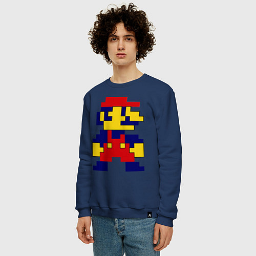 Мужской свитшот Pixel Mario / Тёмно-синий – фото 3