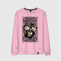 Свитшот хлопковый мужской Шимпанзе арт, цвет: светло-розовый
