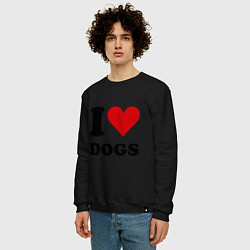 Свитшот хлопковый мужской I love dogs - Я люблю собак, цвет: черный — фото 2