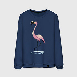 Свитшот хлопковый мужской Гордый фламинго, цвет: тёмно-синий