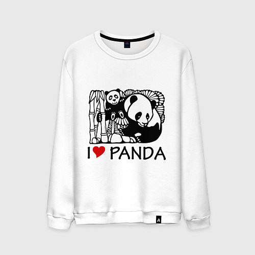 Мужской свитшот I love panda / Белый – фото 1