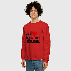 Свитшот хлопковый мужской Electro house love, цвет: красный — фото 2