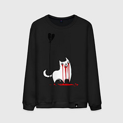 Свитшот хлопковый мужской Плачущий кот, цвет: черный