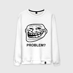 Свитшот хлопковый мужской Trollface. Problem? Проблемы?, цвет: белый