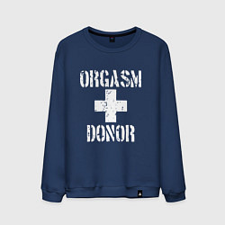 Свитшот хлопковый мужской Orgasm + donor, цвет: тёмно-синий
