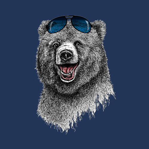 Мужской свитшот Медведь в очках / Тёмно-синий – фото 3