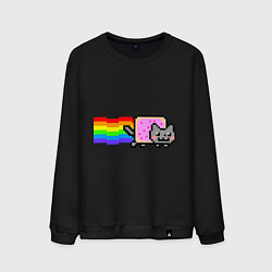 Свитшот хлопковый мужской Nyan Cat, цвет: черный