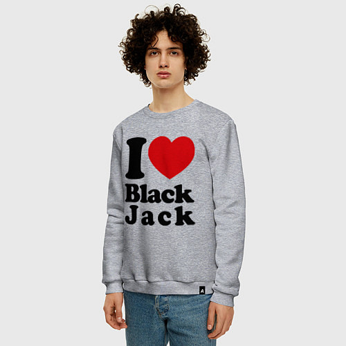 Мужской свитшот I love black jack / Меланж – фото 3