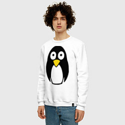 Свитшот хлопковый мужской Милый пингвин, цвет: белый — фото 2