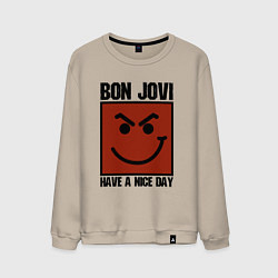 Свитшот хлопковый мужской Bon Jovi: Have a nice day, цвет: миндальный