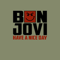Свитшот хлопковый мужской Bon Jovi: Nice day, цвет: авокадо — фото 2