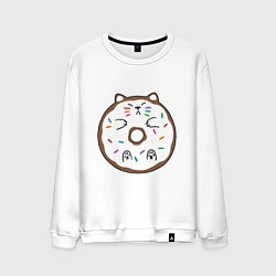 Свитшот хлопковый мужской Кот пончик, цвет: белый
