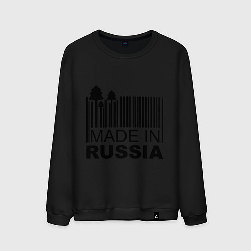 Мужской свитшот Made in Russia штрихкод / Черный – фото 1