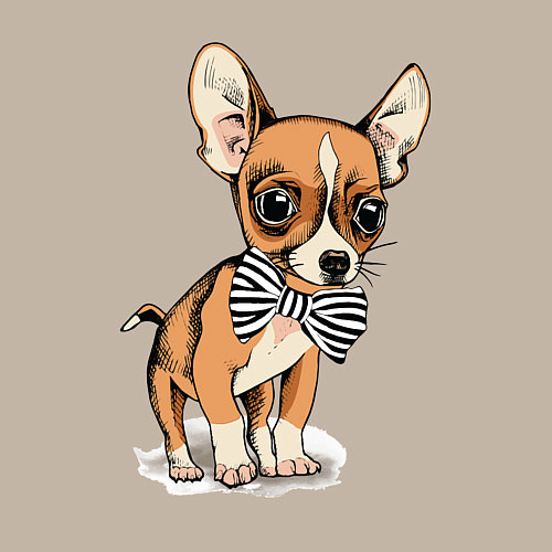 Мужской свитшот Чихуахуа с бабочкой / Миндальный – фото 3