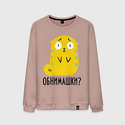 Свитшот хлопковый мужской Обнимашки?, цвет: пыльно-розовый