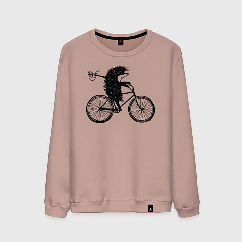 Мужской свитшот Ежик на велосипеде / Пыльно-розовый – фото 1