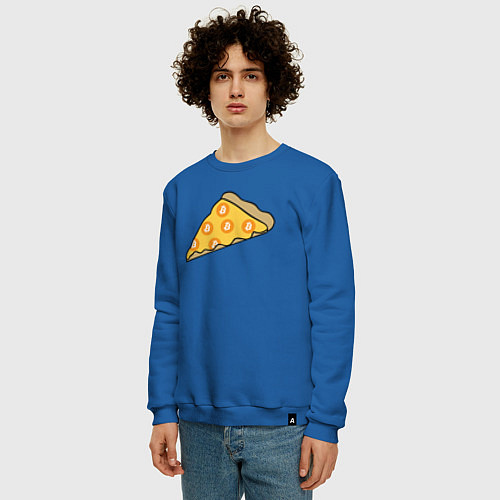 Мужской свитшот Bitcoin Pizza / Синий – фото 3