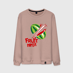Свитшот хлопковый мужской Fruit Ninja, цвет: пыльно-розовый