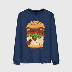 Свитшот хлопковый мужской Мопс-бургер, цвет: тёмно-синий