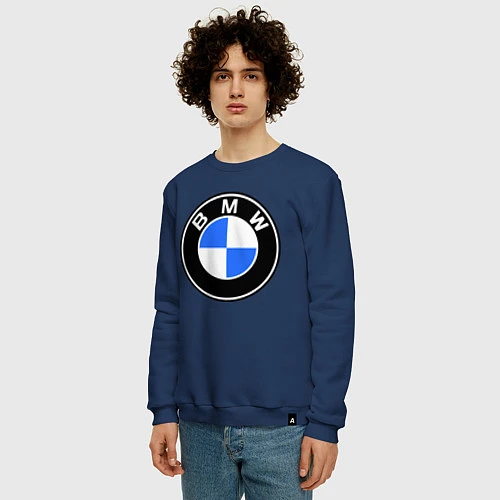 Мужской свитшот Logo BMW / Тёмно-синий – фото 3