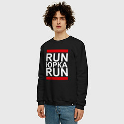 Свитшот хлопковый мужской Run Юрка Run, цвет: черный — фото 2