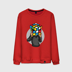 Свитшот хлопковый мужской Головоломка Рубика, цвет: красный