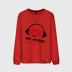 Свитшот хлопковый мужской My music my life, цвет: красный