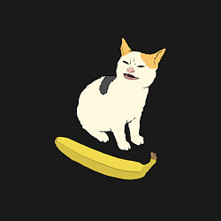 Свитшот хлопковый мужской Cat no banana meme, цвет: черный — фото 2