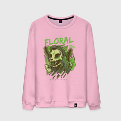 Свитшот хлопковый мужской Floral Cat Skull, цвет: светло-розовый