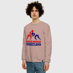 Свитшот хлопковый мужской Greco-roman wrestling, цвет: пыльно-розовый — фото 2