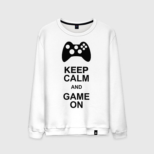 Мужской свитшот Keep Calm & Game On / Белый – фото 1