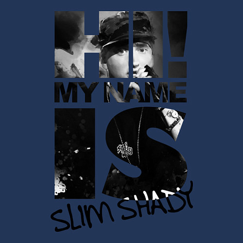 Мужской свитшот My name is slim shady / Тёмно-синий – фото 3