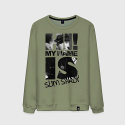 Свитшот хлопковый мужской My name is slim shady, цвет: авокадо