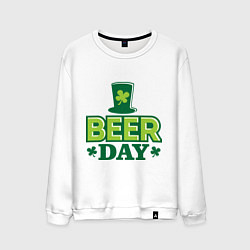 Свитшот хлопковый мужской Beer day, цвет: белый