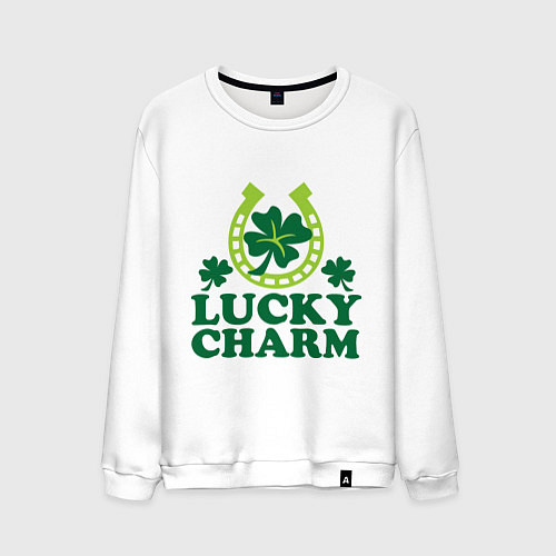 Мужской свитшот Lucky charm - подкова / Белый – фото 1